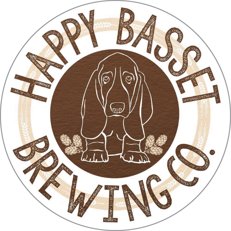 Happy Basset Barrel House Custom Sticker
