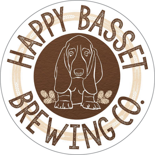 Happy Basset Barrel House Custom Sticker